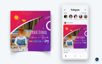 International Childrens Book Day Social Media Post Design Template-01