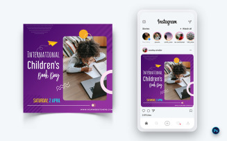 International Childrens Book Day Social Media Post Design Template-02