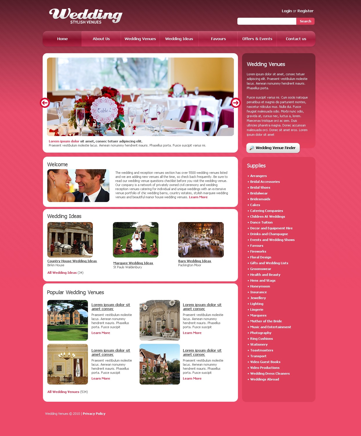 Wedding Venues Website Template #26156 by WT - Website Templates