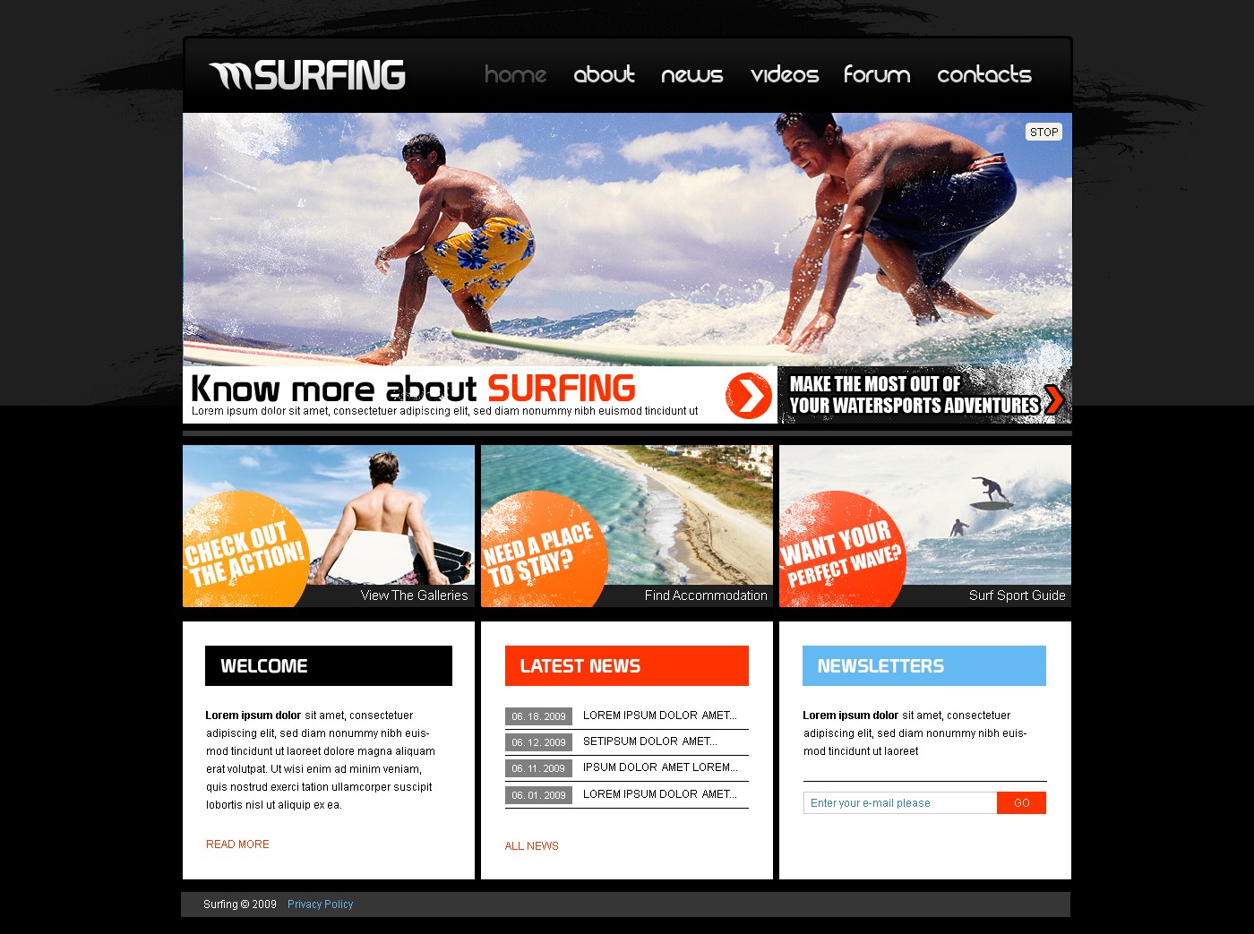 Surfing site Template 26151