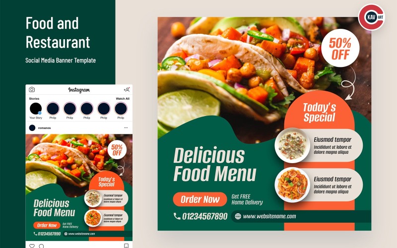 Food & Restaurant Social Media Banner - 00267