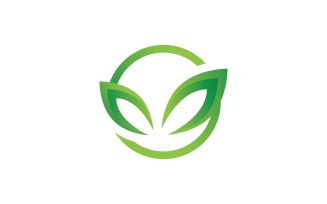 Green Leaf Nature Vector Logo Design Template V19