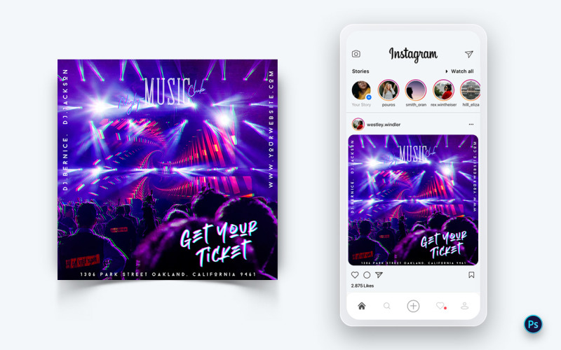 Music Night Party Social Media Post Design Template-08