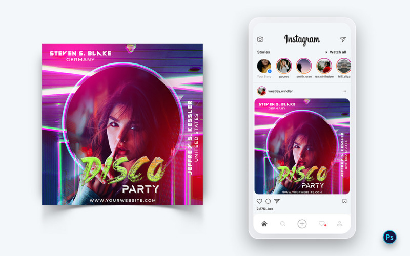 Music Night Party Social Media Post Design Template-11