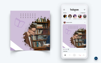 National Librarian Day Social Media Post Design Template-01