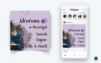 National Librarian Day Social Media Post Design Template-02