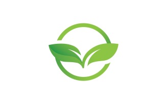 Green Leaf Nature Vector Logo Design Template V24