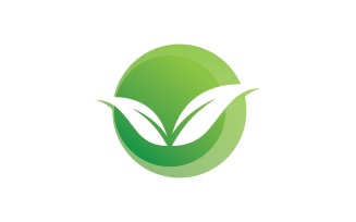 Green Leaf Nature Vector Logo Design Template V26
