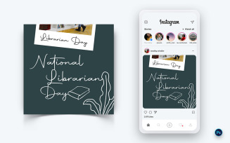 National Librarian Day Social Media Post Design Template-16