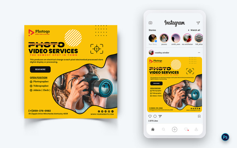 Photo and Video Services Social Media Post Design Template-17
