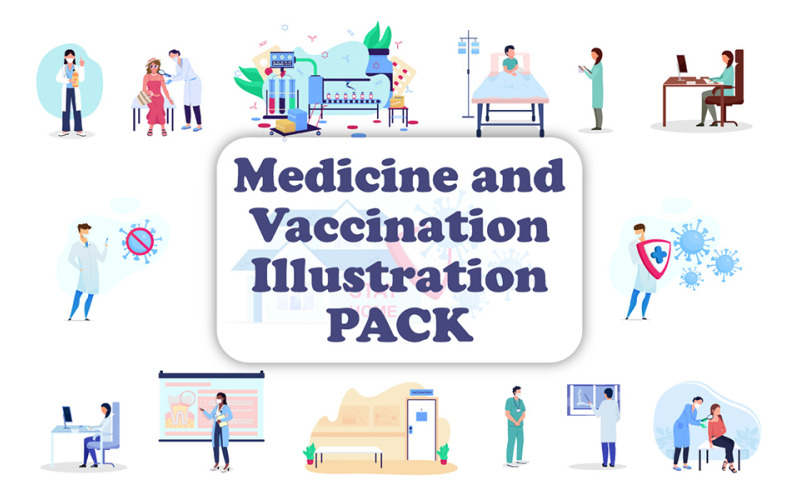 Vaccination and heathcare bundle Illustration