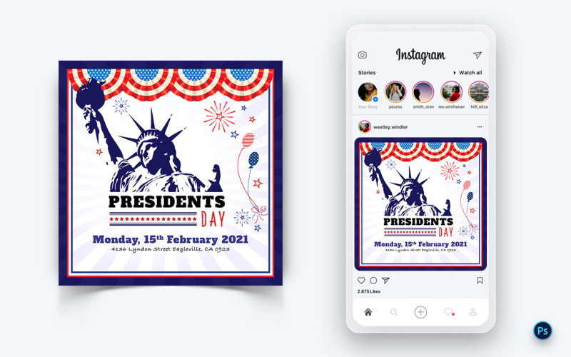 President Day Social Media Post Design Template-02