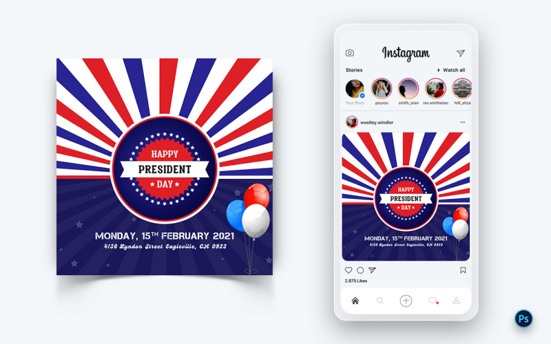 President Day Social Media Post Design Template-04