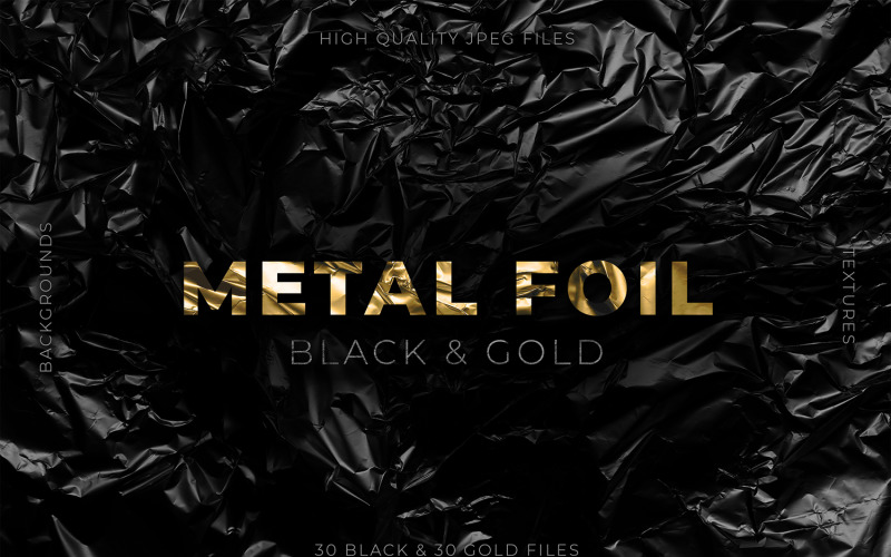 Black & Gold Metal Foil Textures Background