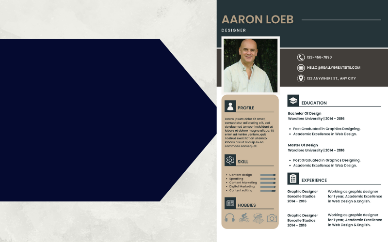 Brown Blue and White Modern Professional Resume Resume Template