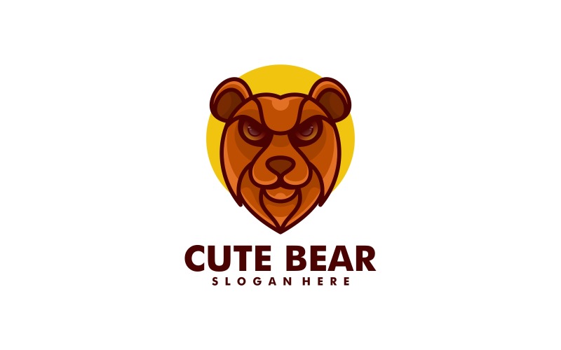 Cute Bear Simple Mascot Logo Logo Template