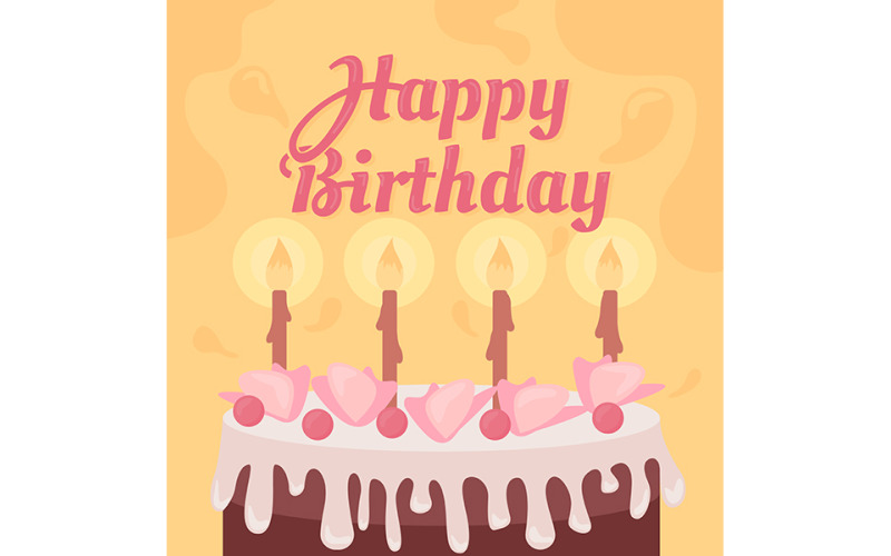 Happy Birthday Greeting Card Template Illustration
