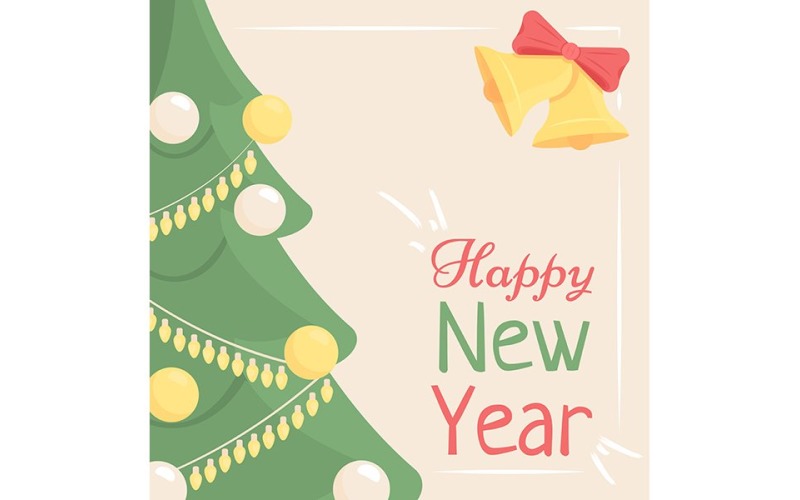 Happy New Year Greeting Card Template Illustration