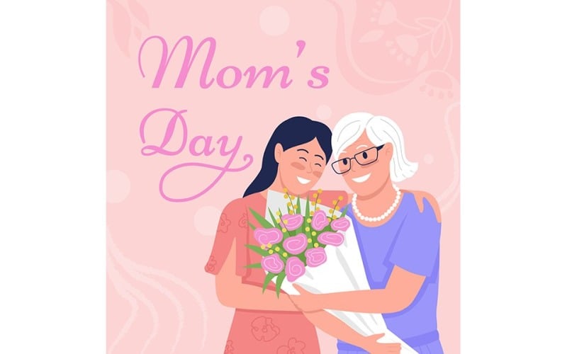 Mom Day Greeting Card Template Illustration