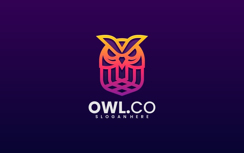Owl Line Art Gradient Logo Logo Template