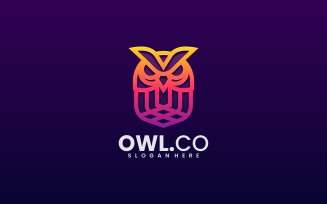 Owl Line Art Gradient Logo