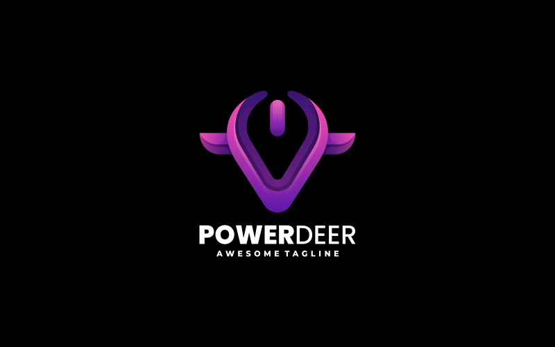 Power Deer Gradient Logo Style Logo Template