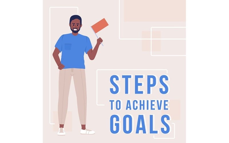 Steps to Achieve Goals Card Template Illustration