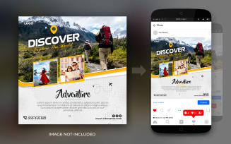 Travel And Tours Discover The World Social Media Instagram And Facebook Post Banner Design Template