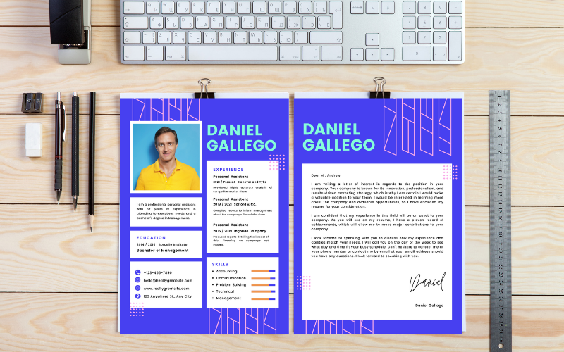 Blue Simple Manager Marketing Resume with cover letter Resume Template
