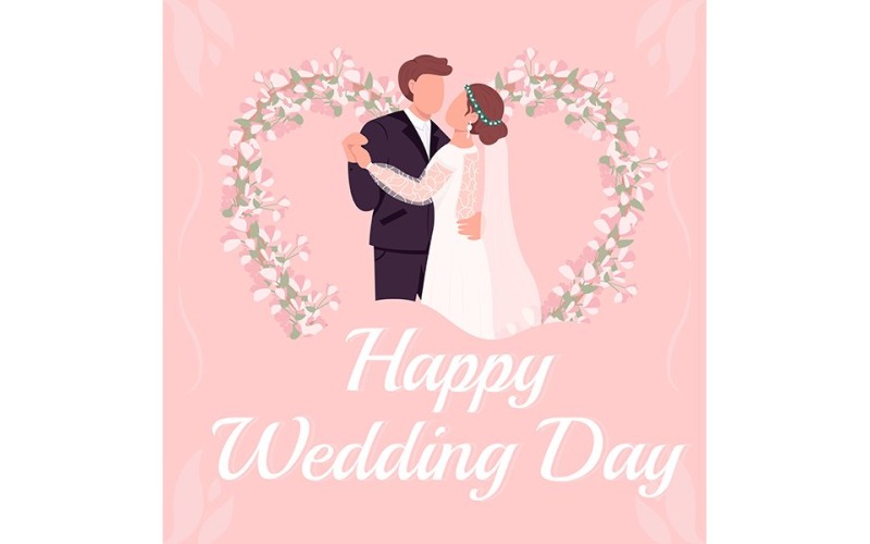 Happy Wedding Day Greeting Card Template Illustration
