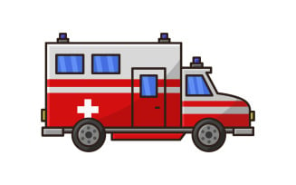 Ambulance illustrated and colored in vector on background
