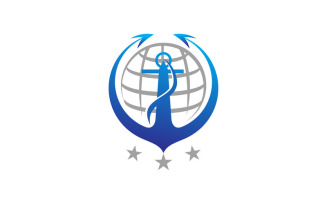 Anchor Globe logo design template vector