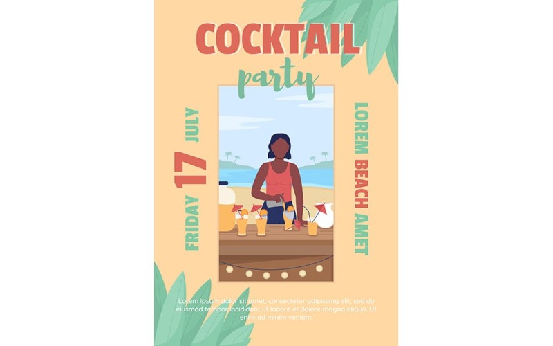Cocktail Party on Beach Template Illustration