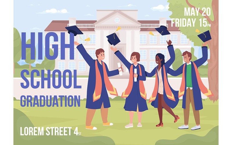 High School Graduation Banner Template Illustration
