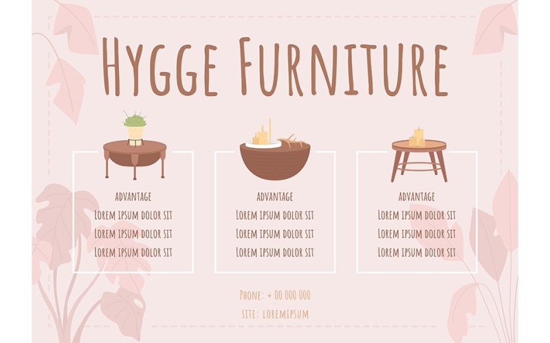Hygge Furniture Banner Template Illustration