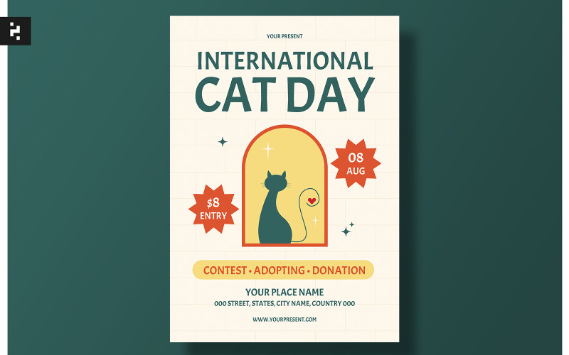 International Cat Day Flyer Template Corporate Identity