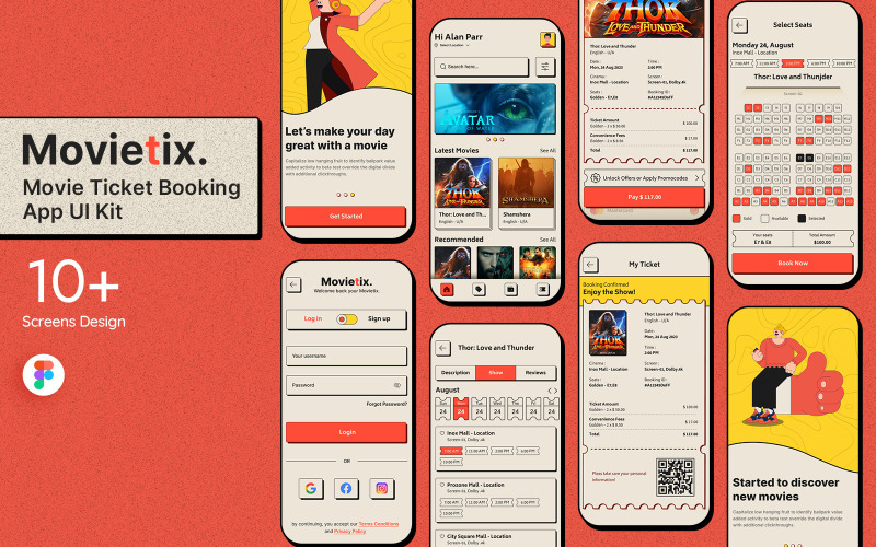 MovieTix - Movie Ticket Booking Mobile App UI Kit UI Element