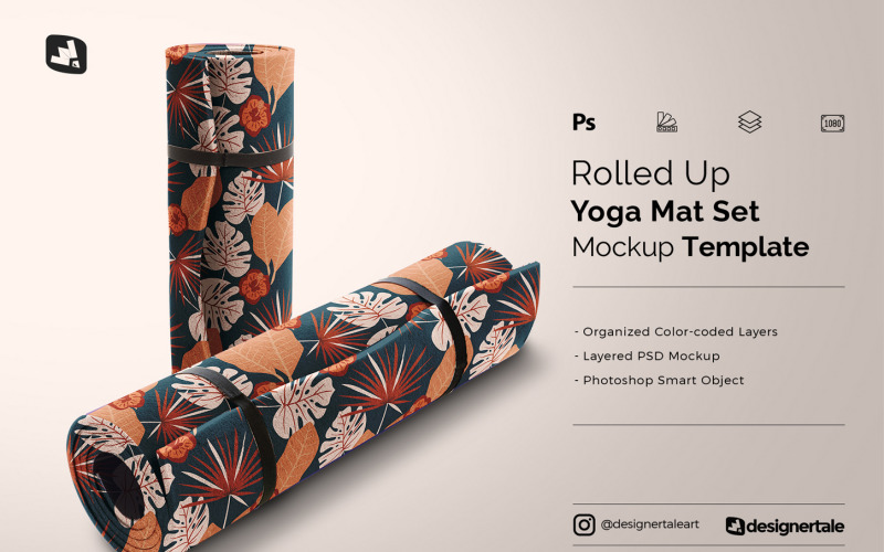 Rolled Up Yoga Mat Set Mockup Product Mockup