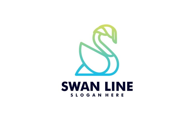 Swan Line Art Gradient Logo Logo Template