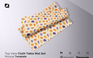 Top View Cloth Table Mat Set Mockup