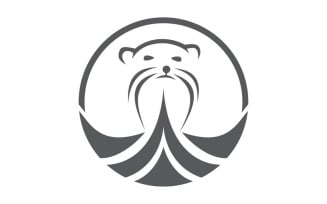 walrus animal logo design template vector