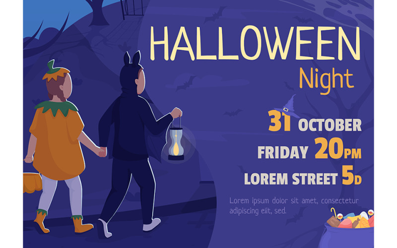 Halloween Night Banner Template Illustration