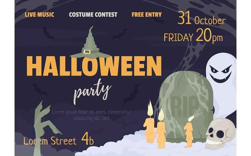 Halloween Party Banner Template Illustration