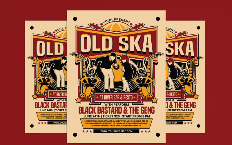 Old Ska Music Concert Flyer Corporate Identity