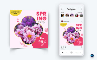 Spring Season Social Media Post Design Template-14