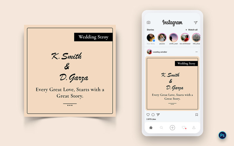 Wedding Invitation Social Media Post Design Template-09