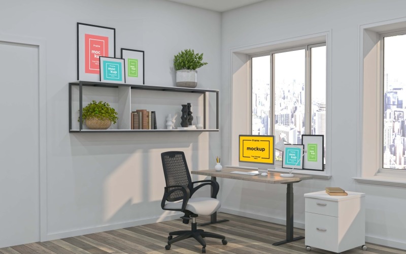 Workstation Frames & Screen Mockup V-9 Product Mockup