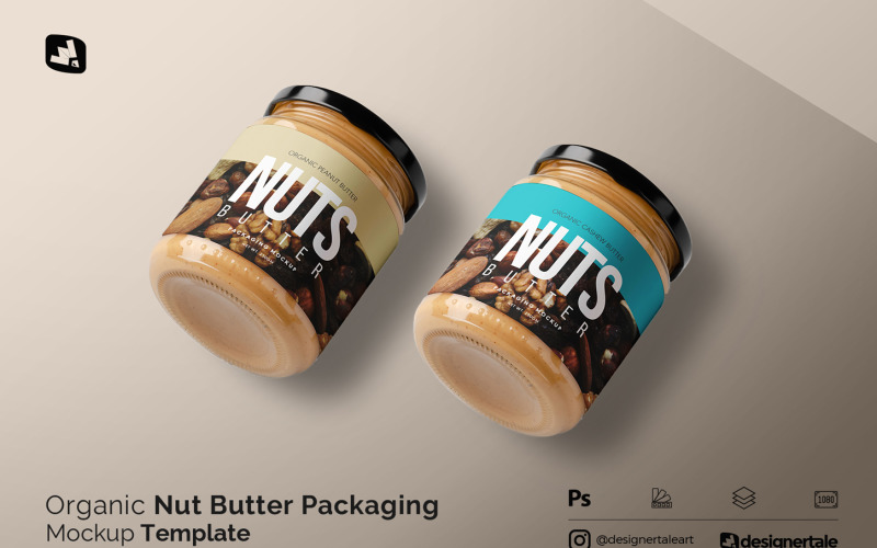 Organic Nut Butter Packaging Mockup Product Mockup