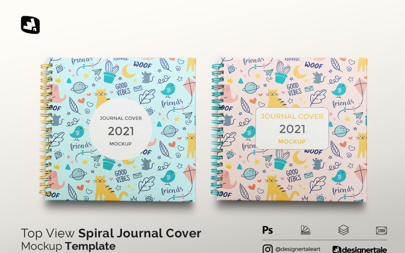 Top View Spiral Journal Cover Mockup Product Mockup