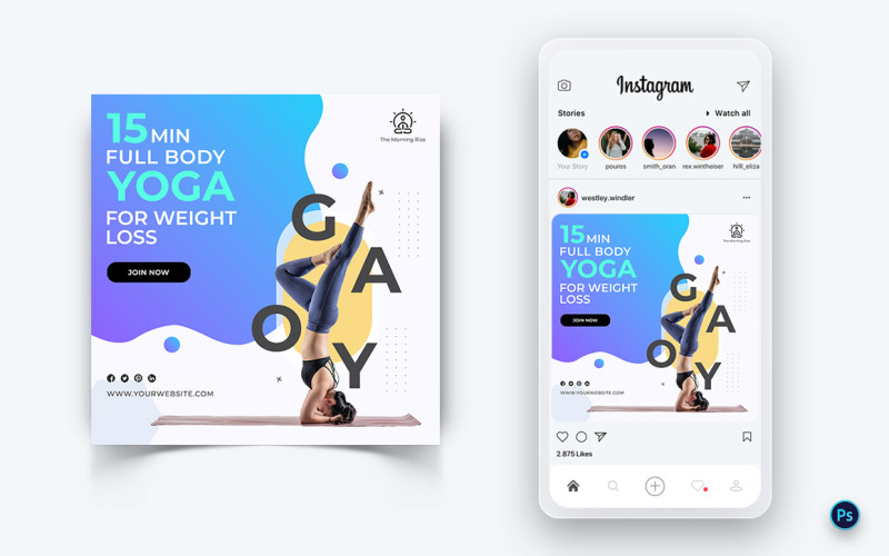 Yoga and Meditation Social Media Post Design Template-15